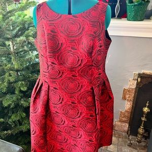 NWT Size 18W Luxe By Carmen Marc Valvo Women Floral Textured Darted A-line Dress